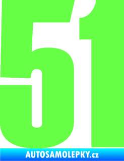 Samolepka Startovní číslo 51 typ 2 Fluorescentní zelená