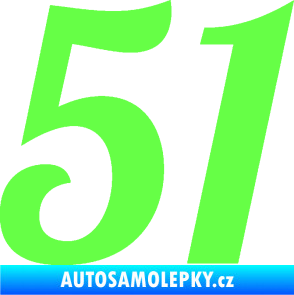 Samolepka Startovní číslo 51 typ 3 Fluorescentní zelená
