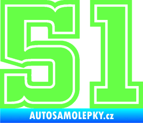 Samolepka Startovní číslo 51 typ 5 Fluorescentní zelená