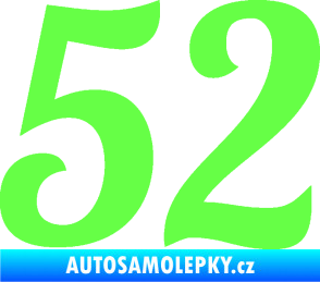 Samolepka Startovní číslo 52 typ 3 Fluorescentní zelená