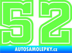 Samolepka Startovní číslo 52 typ 5 Fluorescentní zelená