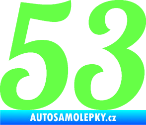Samolepka Startovní číslo 53 typ 3 Fluorescentní zelená