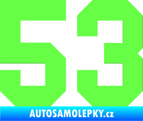 Samolepka Startovní číslo 53 Fluorescentní zelená
