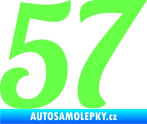 Samolepka Startovní číslo 57 typ 3 Fluorescentní zelená