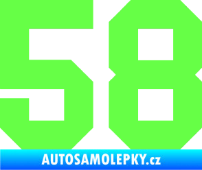 Samolepka Startovní číslo 58 Fluorescentní zelená