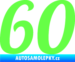 Samolepka Startovní číslo 60 typ 3 Fluorescentní zelená