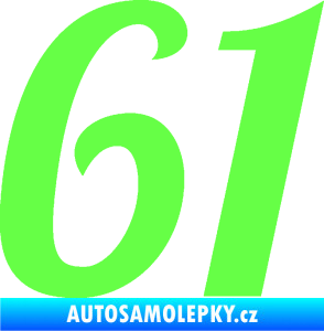 Samolepka Startovní číslo 61 typ 3 Fluorescentní zelená