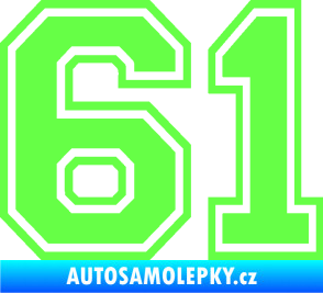 Samolepka Startovní číslo 61 typ 4 Fluorescentní zelená