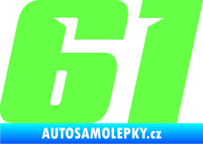 Samolepka Startovní číslo 61 typ 6 Fluorescentní zelená