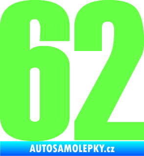 Samolepka Startovní číslo 62 typ 2  Fluorescentní zelená