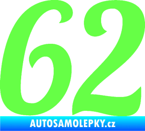 Samolepka Startovní číslo 62 typ 3 Fluorescentní zelená