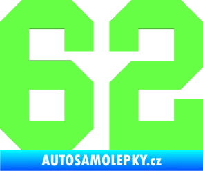 Samolepka Startovní číslo 62 Fluorescentní zelená