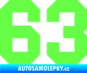 Samolepka Startovní číslo 63 Fluorescentní zelená