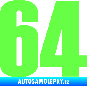 Samolepka Startovní číslo 64 typ 2    Fluorescentní zelená