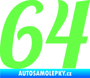 Samolepka Startovní číslo 64 typ 3 Fluorescentní zelená