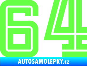 Samolepka Startovní číslo 64 typ 7 Fluorescentní zelená