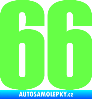 Samolepka Startovní číslo 66 typ 2     Fluorescentní zelená