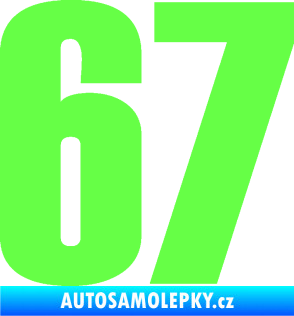 Samolepka Startovní číslo 67 typ 2      Fluorescentní zelená