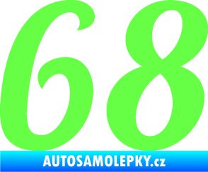 Samolepka Startovní číslo 68 typ 3 Fluorescentní zelená