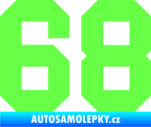 Samolepka Startovní číslo 68 Fluorescentní zelená