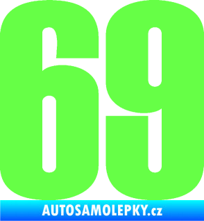 Samolepka Startovní číslo 69 typ 2        Fluorescentní zelená