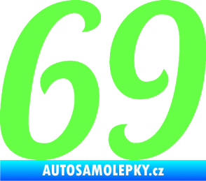 Samolepka Startovní číslo 69 typ 3 Fluorescentní zelená