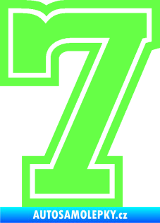 Samolepka Startovní číslo 7 typ 5 Fluorescentní zelená