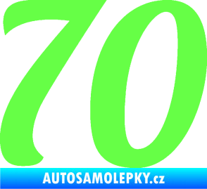 Samolepka Startovní číslo 70 typ 3  Fluorescentní zelená