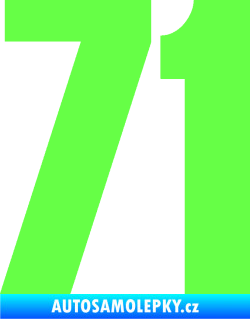 Samolepka Startovní číslo 71 typ 2  Fluorescentní zelená