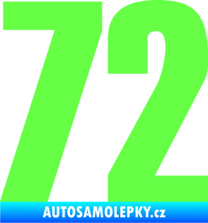 Samolepka Startovní číslo 72 typ 2   Fluorescentní zelená
