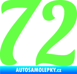 Samolepka Startovní číslo 72 typ 3   Fluorescentní zelená