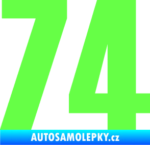 Samolepka Startovní číslo 74 typ 2     Fluorescentní zelená