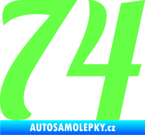 Samolepka Startovní číslo 74 typ 3   Fluorescentní zelená