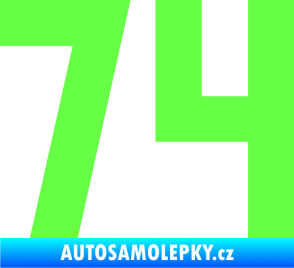 Samolepka Startovní číslo 74 Fluorescentní zelená