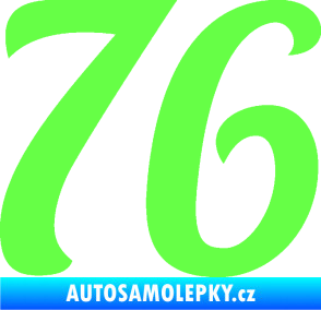 Samolepka Startovní číslo 76 typ 3   Fluorescentní zelená