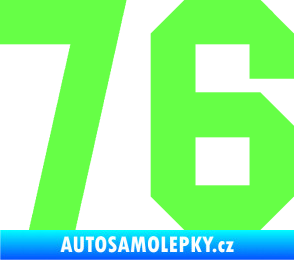 Samolepka Startovní číslo 76 Fluorescentní zelená