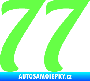 Samolepka Startovní číslo 77 typ 3   Fluorescentní zelená