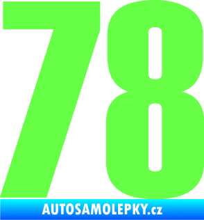 Samolepka Startovní číslo 78 typ 2         Fluorescentní zelená