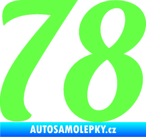 Samolepka Startovní číslo 78 typ 3   Fluorescentní zelená