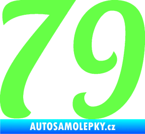 Samolepka Startovní číslo 79 typ 3   Fluorescentní zelená