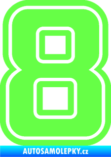 Samolepka Startovní číslo 8 typ 5 Fluorescentní zelená