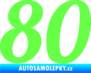 Samolepka Startovní číslo 80 typ 3   Fluorescentní zelená