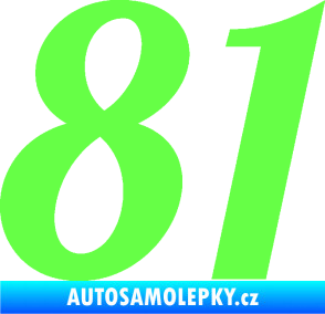 Samolepka Startovní číslo 81 typ 3   Fluorescentní zelená