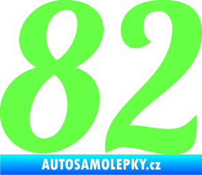 Samolepka Startovní číslo 82 typ 3   Fluorescentní zelená