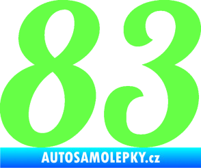 Samolepka Startovní číslo 83 typ 3   Fluorescentní zelená