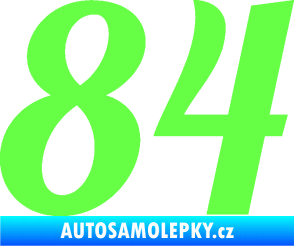 Samolepka Startovní číslo 84 typ 3  Fluorescentní zelená