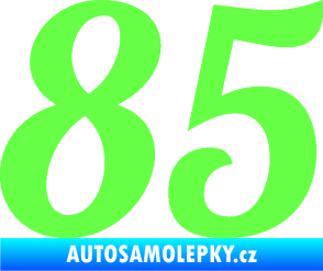 Samolepka Startovní číslo 85 typ 3   Fluorescentní zelená