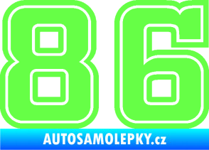 Samolepka Startovní číslo 86 typ 5 Fluorescentní zelená