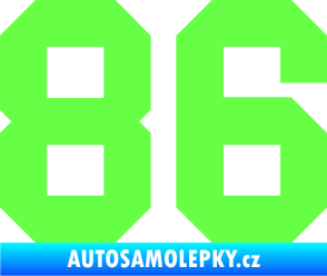 Samolepka Startovní číslo 86 Fluorescentní zelená