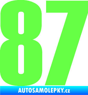 Samolepka Startovní číslo 87 typ 2       Fluorescentní zelená